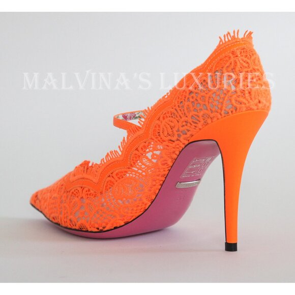 GUCCI SHOES VIRGINIA CORDED LACE MARY JANE POINTY PUMPS CRYSTAL sz 37 6.5 US - Picture 9 of 14